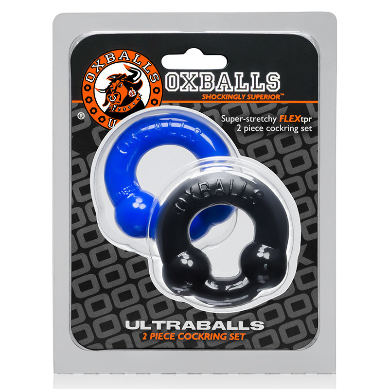 Oxballs Ultraballs Cock Rings - Black/Police Blue Pack of 2