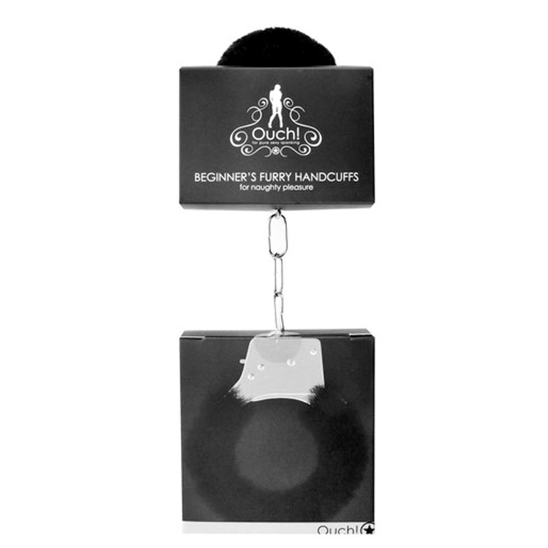 Shots Ouch Beginner's Handcuffs Furry - Black