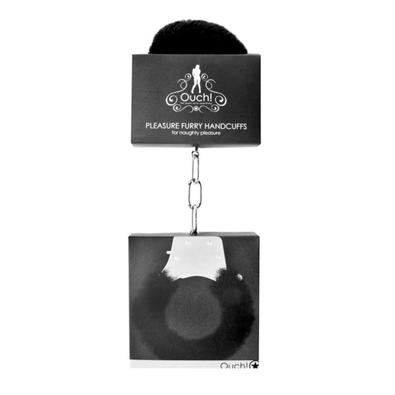 Shots Ouch Furry Pleasure Handcuffs - Black