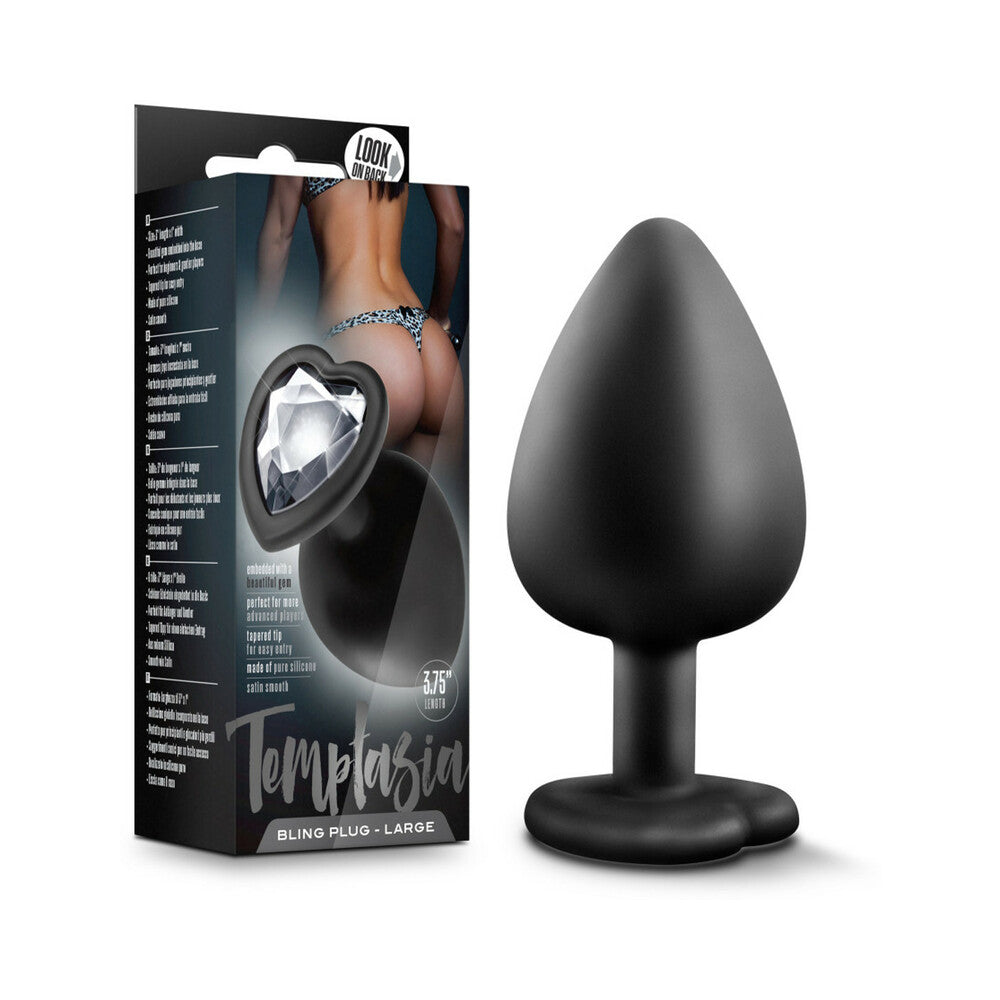 Blush Temptasia Bling Plug w/Gem Large - Black