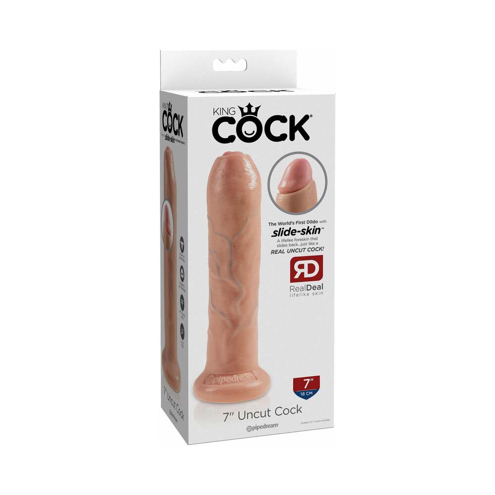 King Cock 7" Uncut Dildo - Flesh