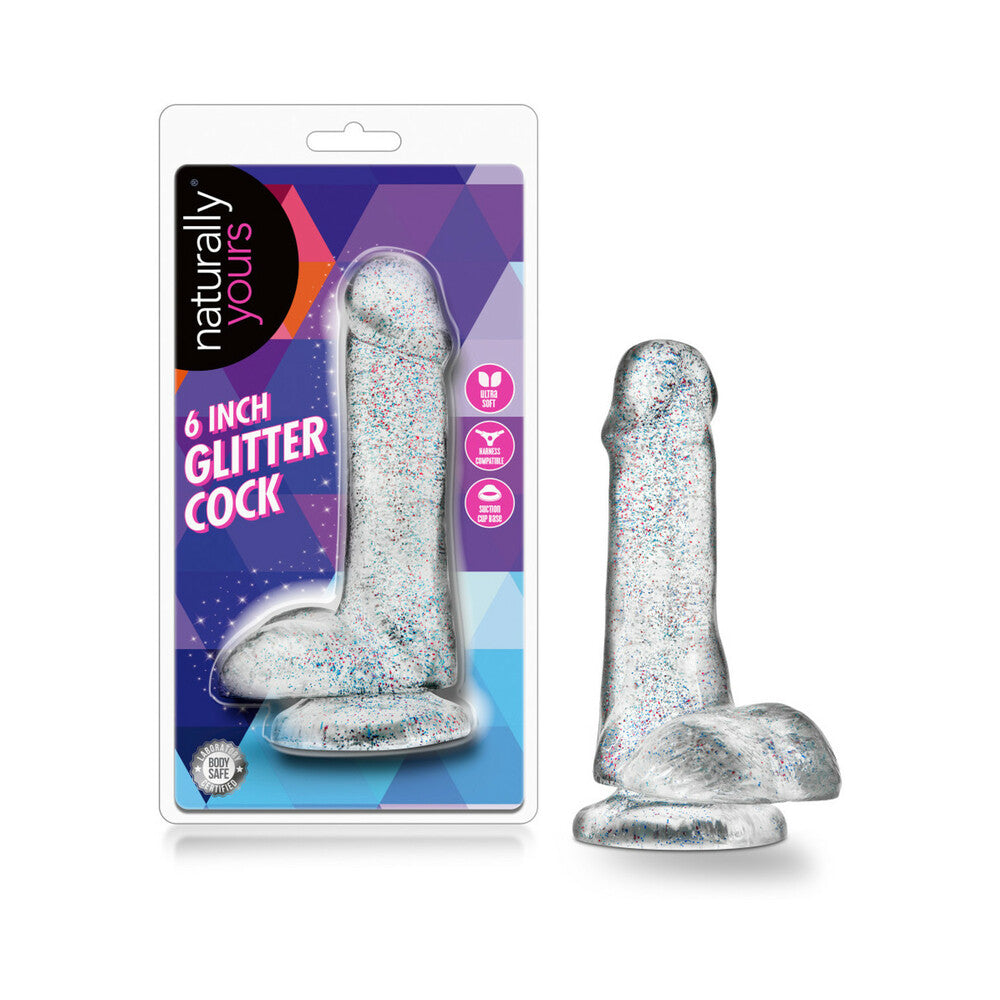 Naturally Yours Glitter Cock-Clear 6"