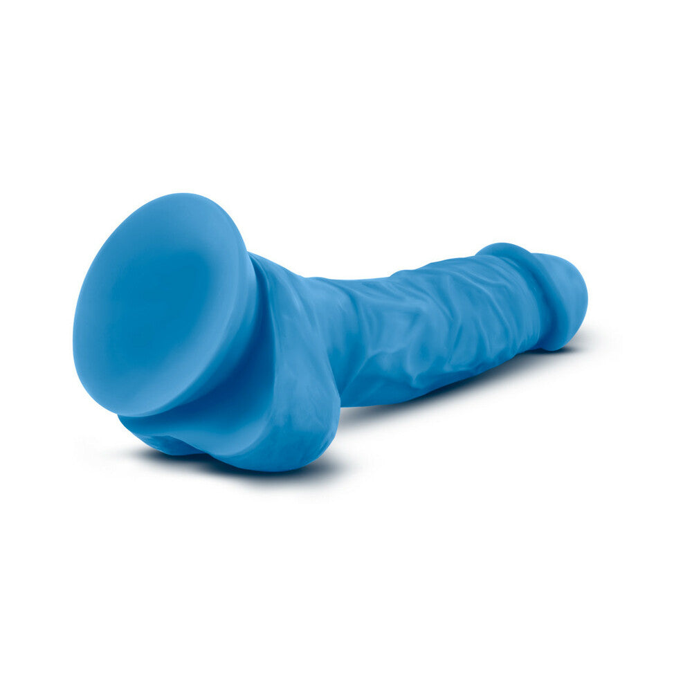 Blush Neo Dual Density 7.5" Cock w/Balls - Neon Blue