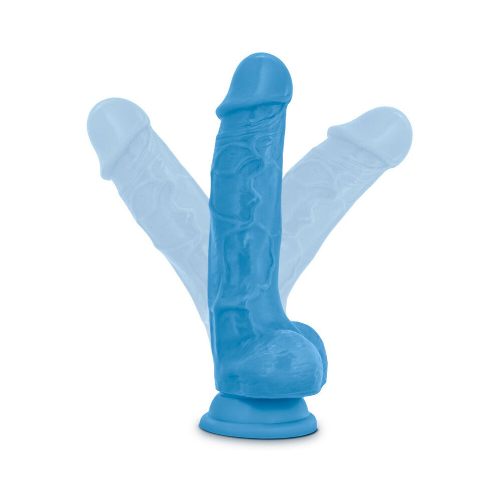 Blush Neo Dual Density 7.5" Cock w/Balls - Neon Blue