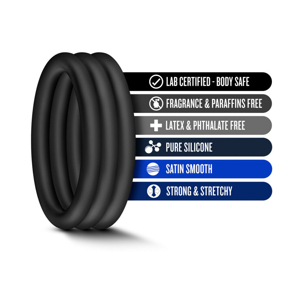 Blush Performance VS3 Pure Premium Silicone Cockrings Large - Black
