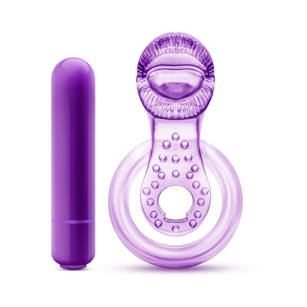 Play With Me Lick It Double Strap Cockring-Purple