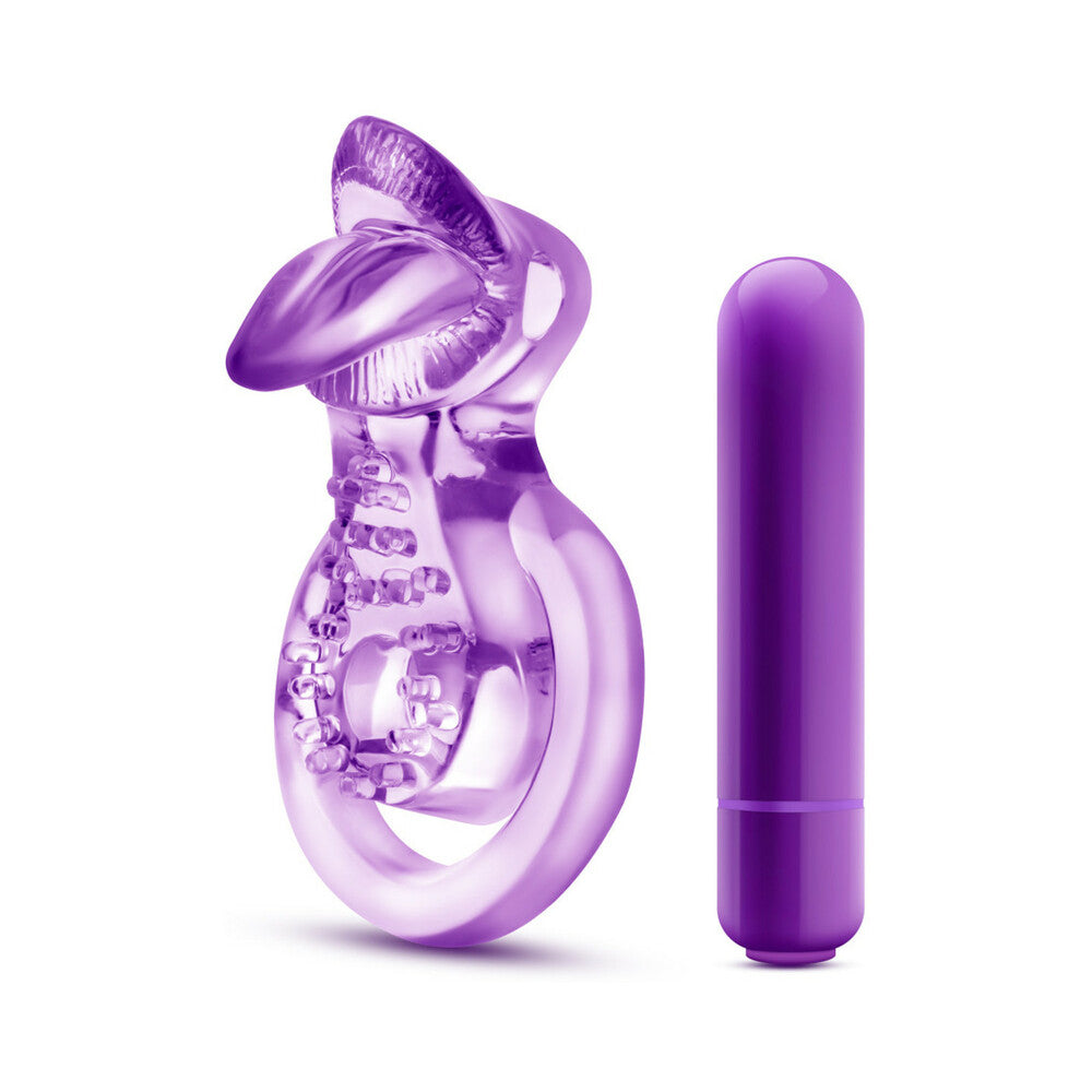Play With Me Lick It Double Strap Cockring-Purple