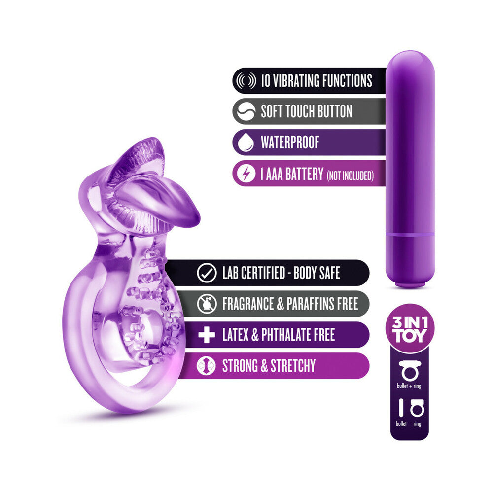 Play With Me Lick It Double Strap Cockring-Purple