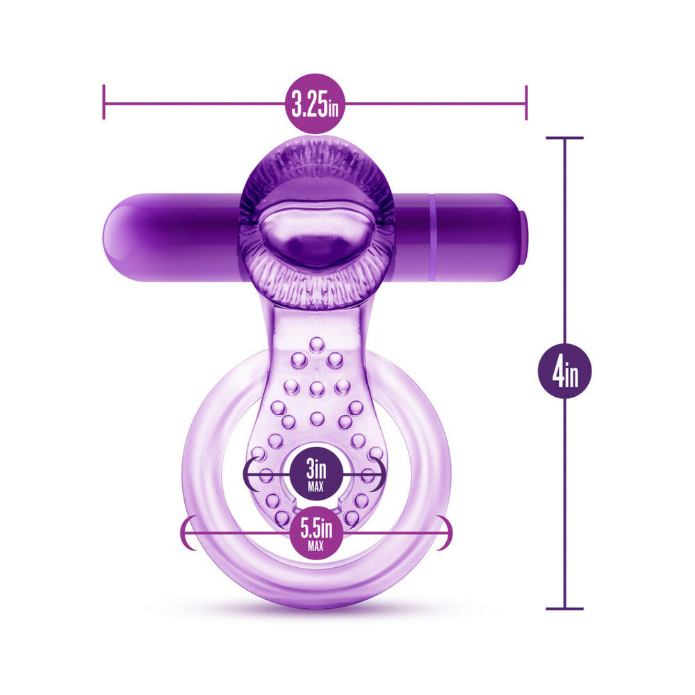Play With Me Lick It Double Strap Cockring-Purple