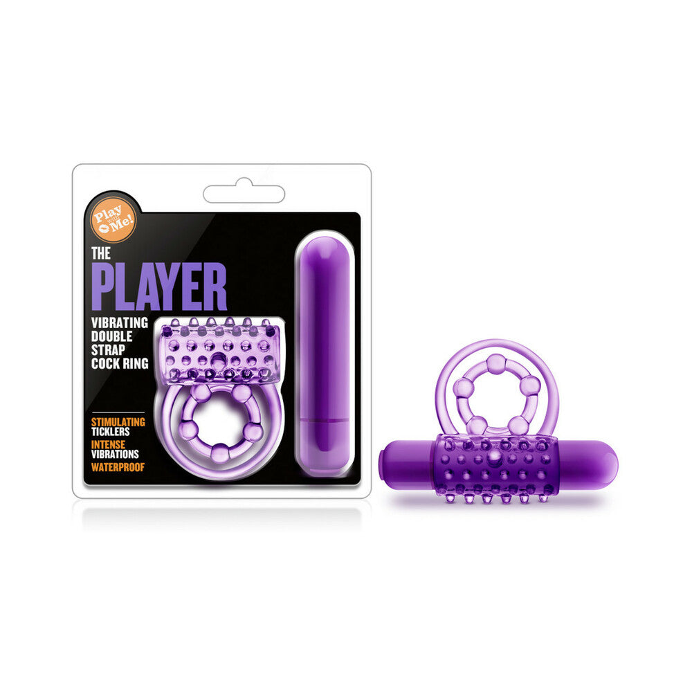 Play With Me Vibrating Double Strap Cockring-Purple
