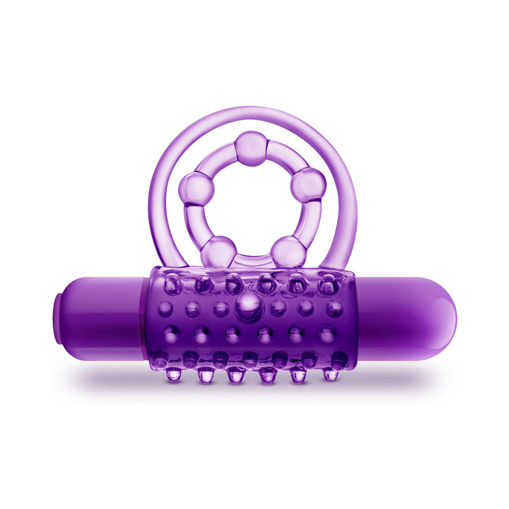 Play With Me Vibrating Double Strap Cockring-Purple