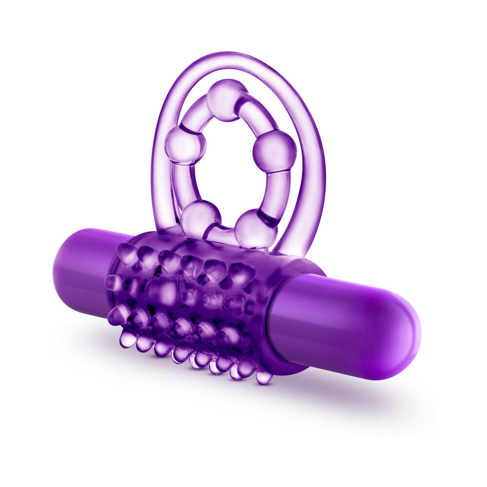 Play With Me Vibrating Double Strap Cockring-Purple