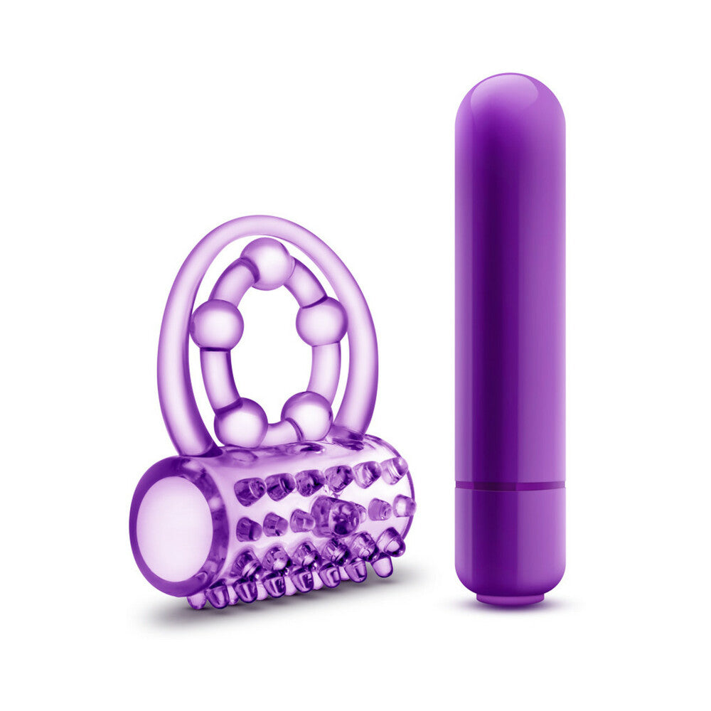 Play With Me Vibrating Double Strap Cockring-Purple