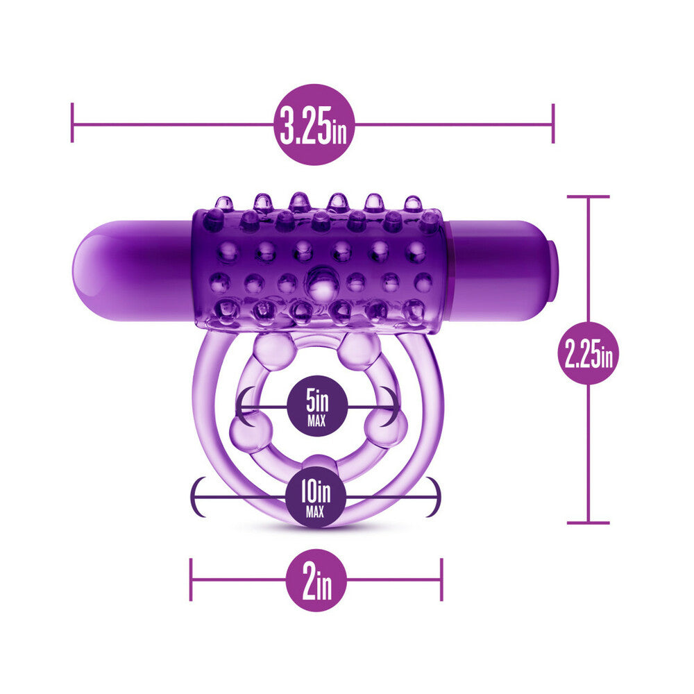 Play With Me Vibrating Double Strap Cockring-Purple