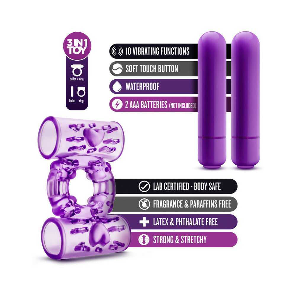 Play With Me Dual Vibrating Cockring-Purple