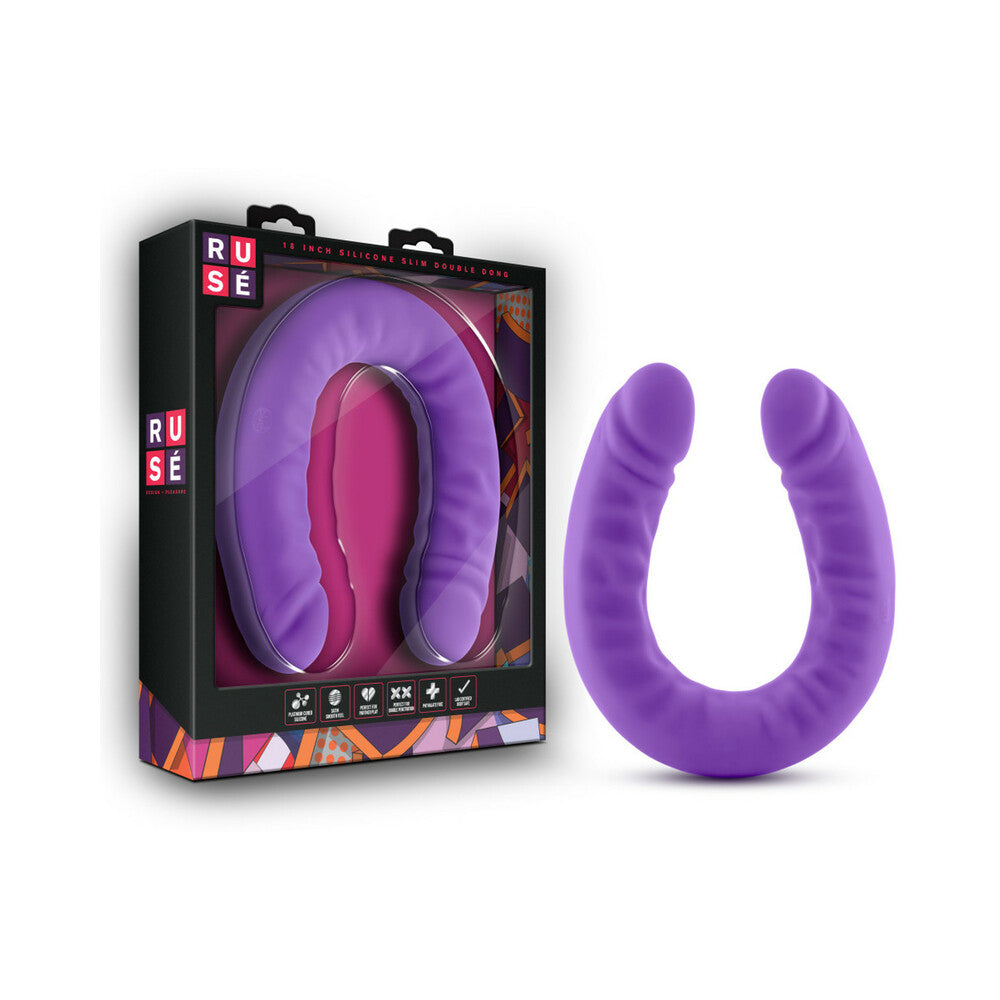 Ruse Silicone Slim Double Dong-Purple 18"