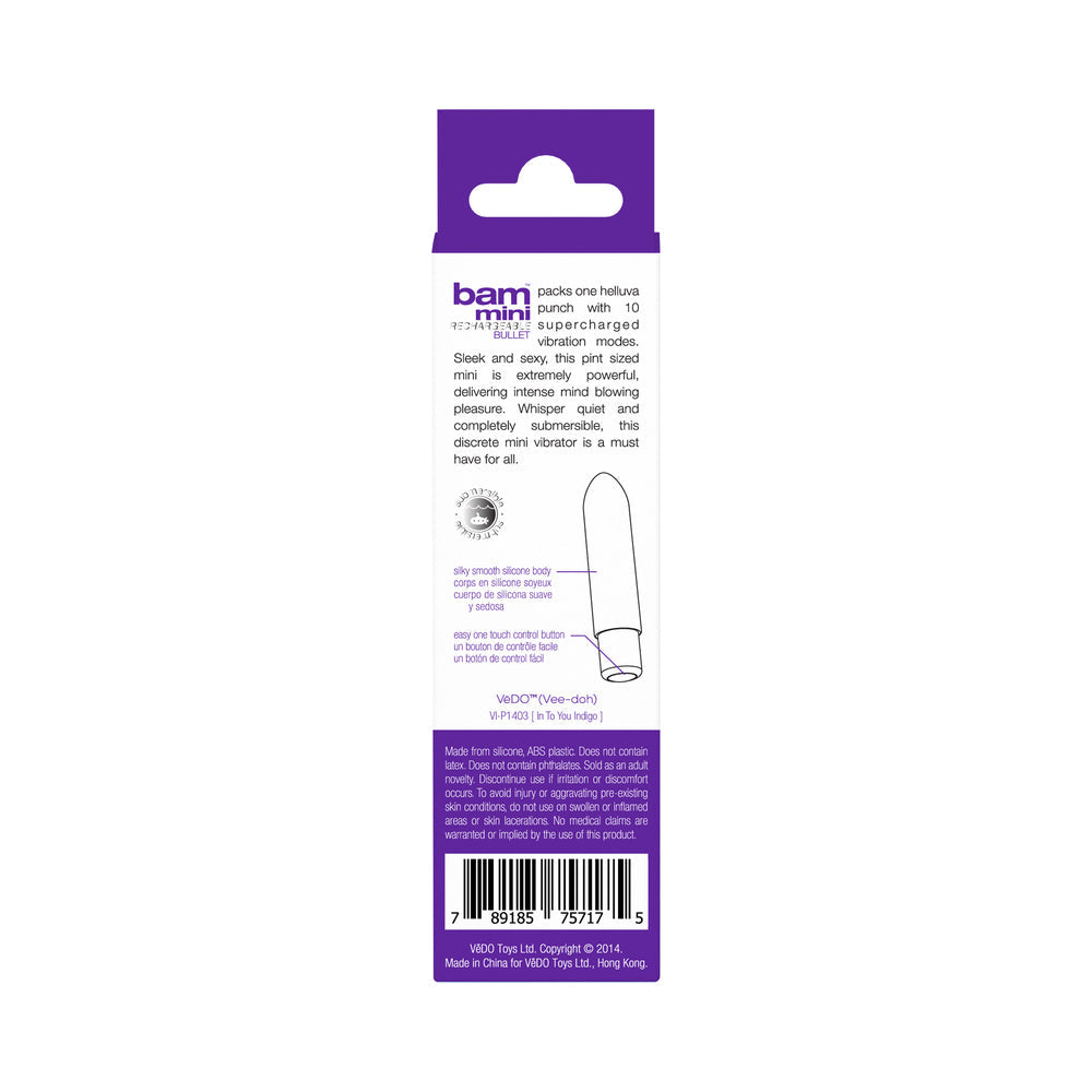 VeDO Bam Mini Rechargeable Bullet Vibe - Into You Indigo