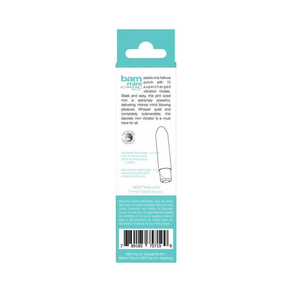 VeDO Bam Mini Rechargeable Bullet Vibe - Turquoise