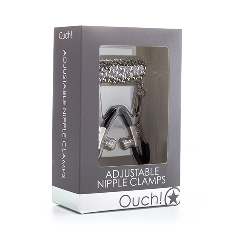 Shots Ouch Adjustable Nipple Clamps w/Chain - Metal
