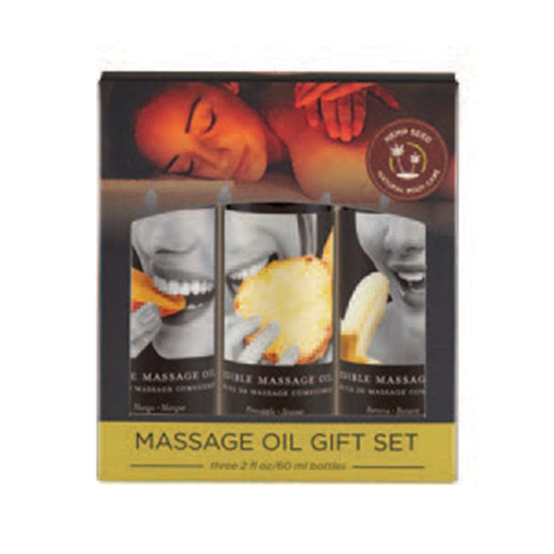 Earthly Body Edible Massage Oil-Tropical Gift Set (3-2oz)