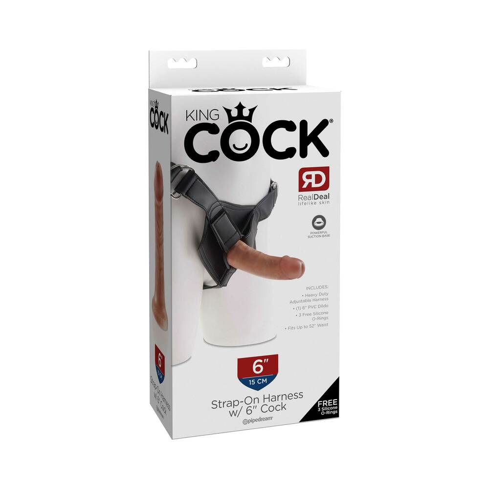 King Cock Strap-On Harness w/6" Cock - Tan