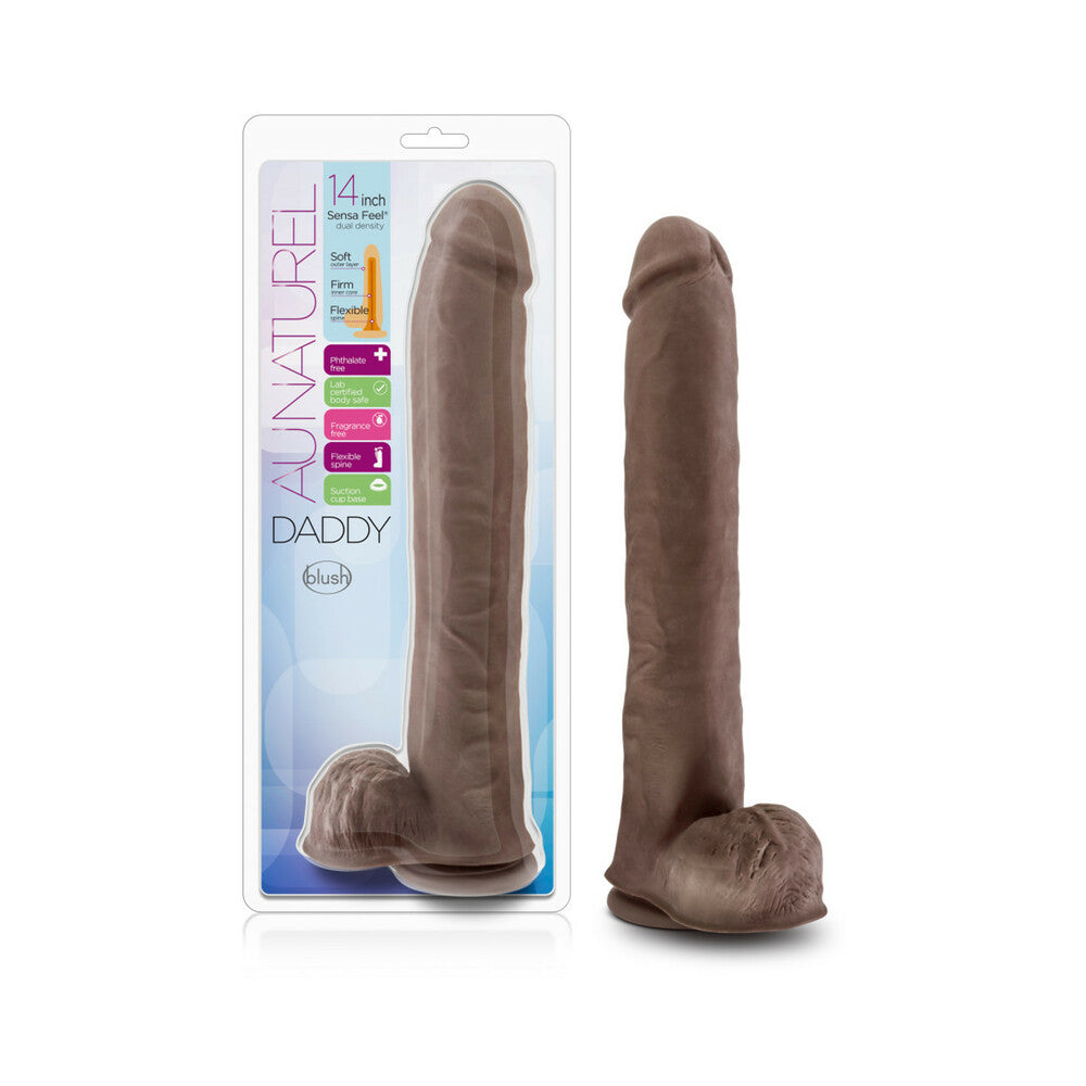 Blush Au Naturel Daddy 14" Sensa Feel Dual Density Dong w/Suction Cup - Chocolate