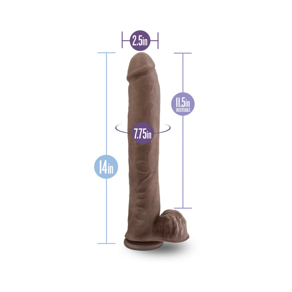 Blush Au Naturel Daddy 14" Sensa Feel Dual Density Dong w/Suction Cup - Chocolate