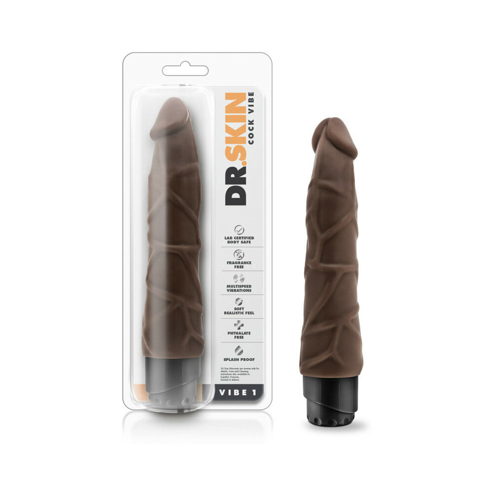 Blush Dr. Skin Cock Vibe 9" Vibrating Cock - Chocolate