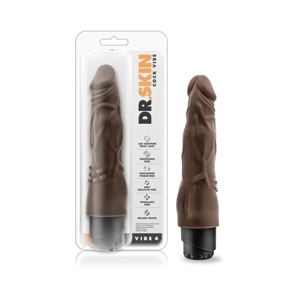 Blush Dr. Skin Cock Vibe 8" Vibrating Cock - Chocolate
