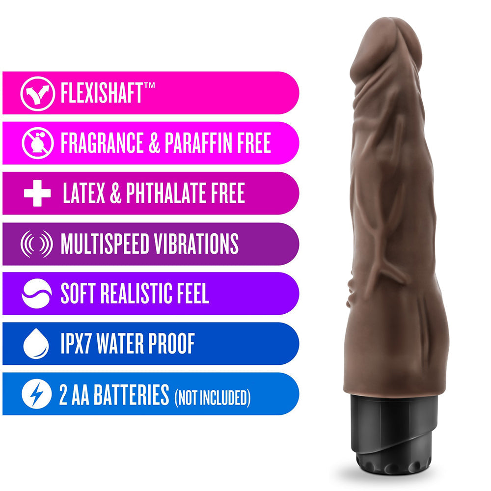 Blush Dr. Skin Cock Vibe 8" Vibrating Cock - Chocolate