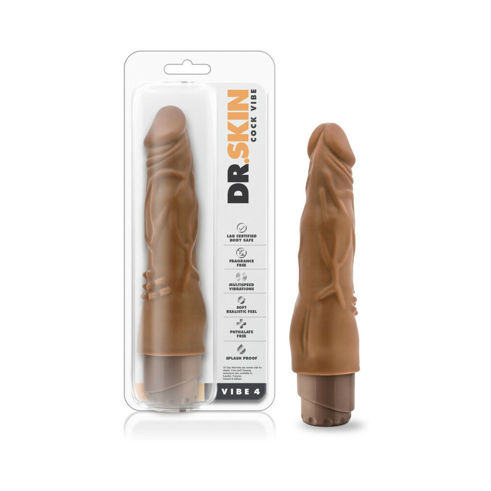 Blush Dr. Skin Cock Vibe 8" Vibrating Cock - Mocha
