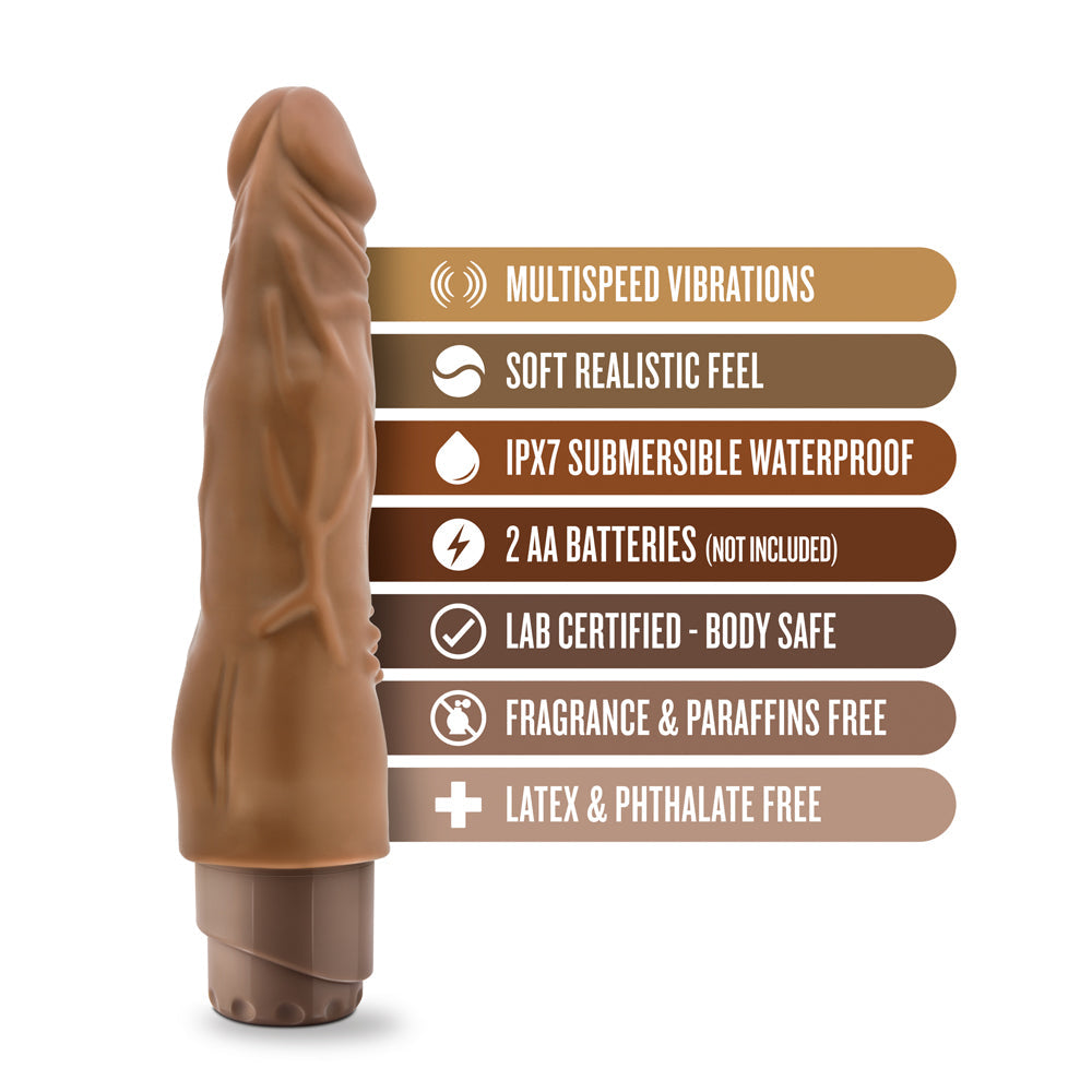 Blush Dr. Skin Cock Vibe 8" Vibrating Cock - Mocha