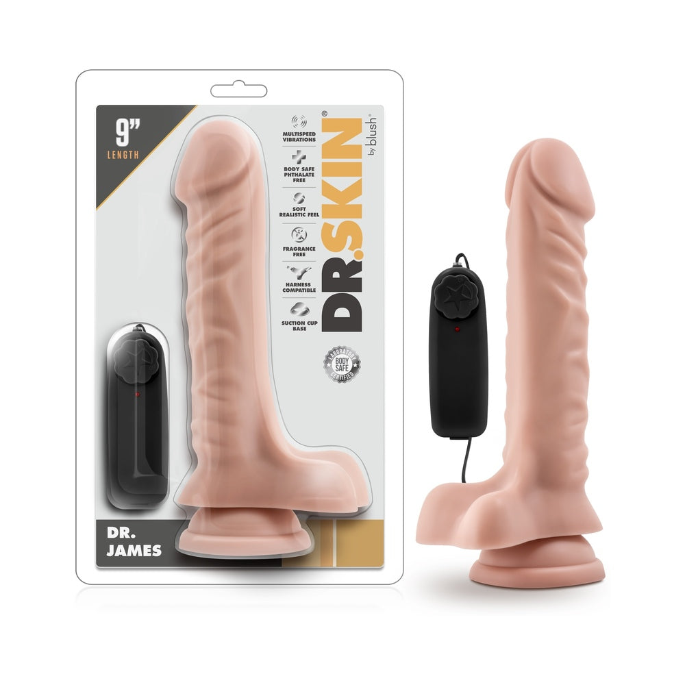 Dr. Skin Dr. James Vibrating Cock with Suction Cup-Vanilla 9"