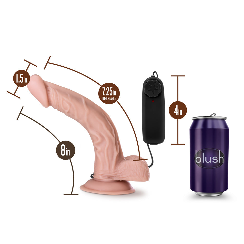 Dr. Skin Vibrating Cock with Suction Cup-Vanilla 8"