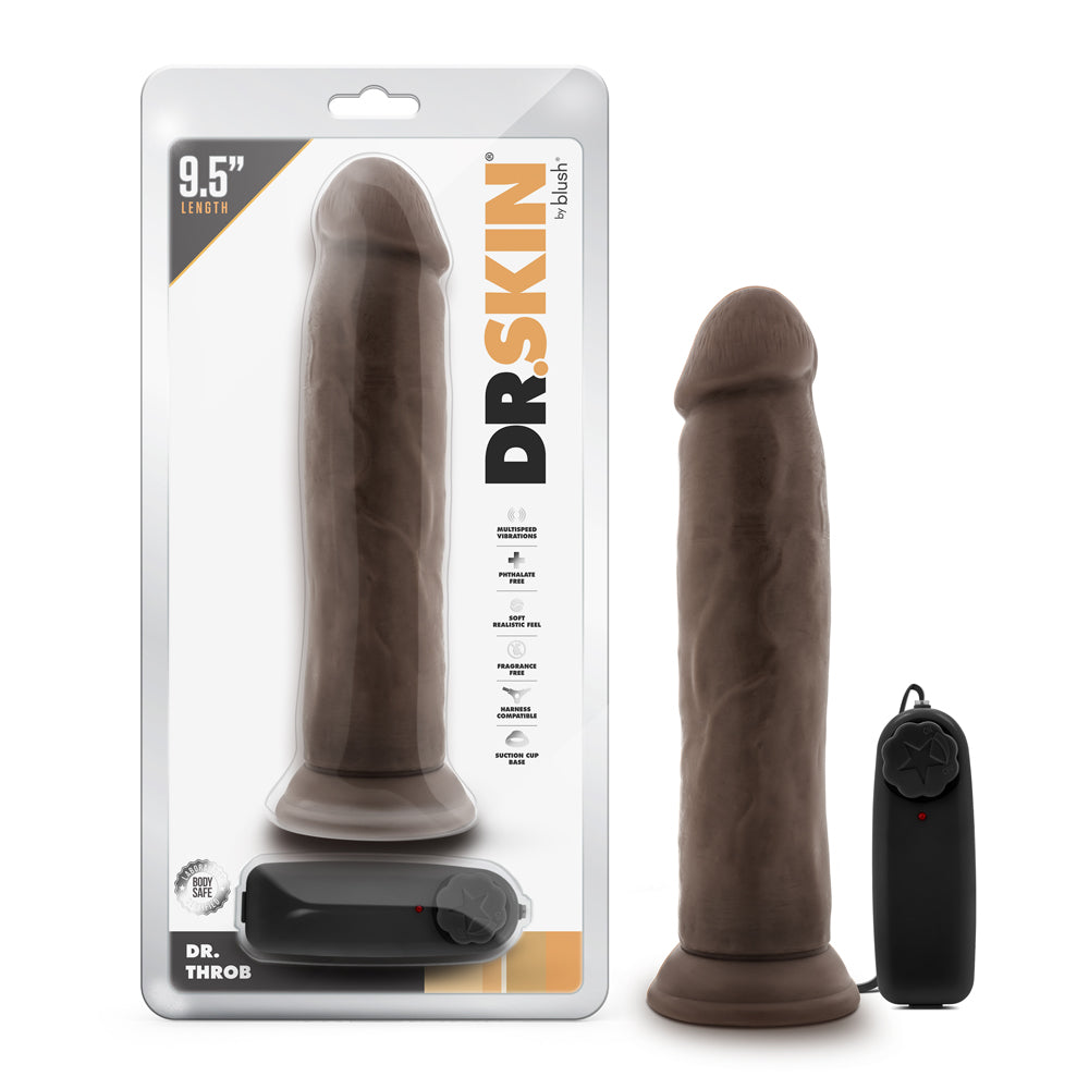 Blush Dr. Skin Dr. Throb 9.5" Cock w/Suction Cup - Chocolate