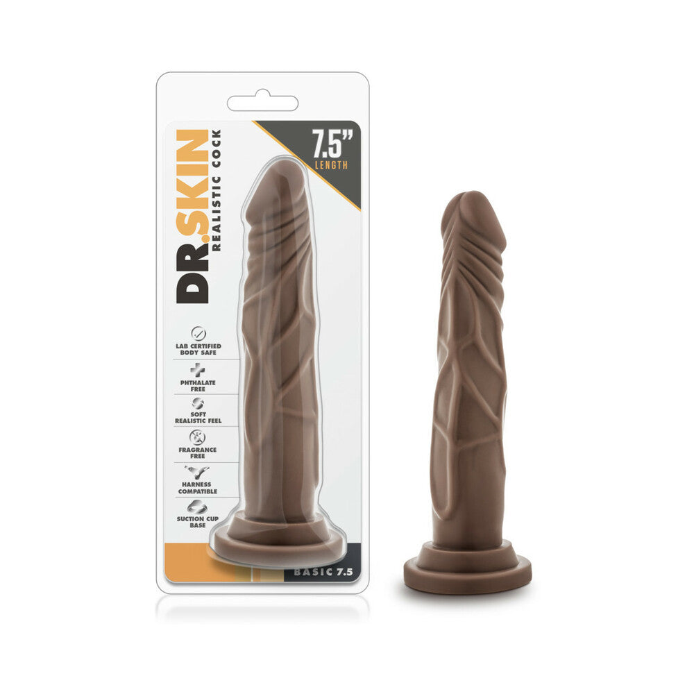 Blush Dr. Skin 7.5" Basic Realistic Cock - Chocolate