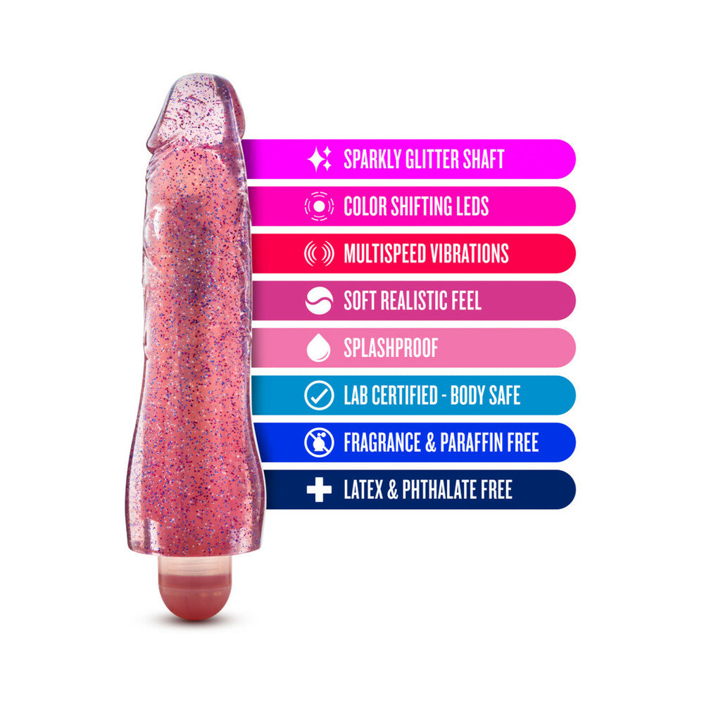 Glow Dicks Molly Glitter Vibrator-Pink 8"