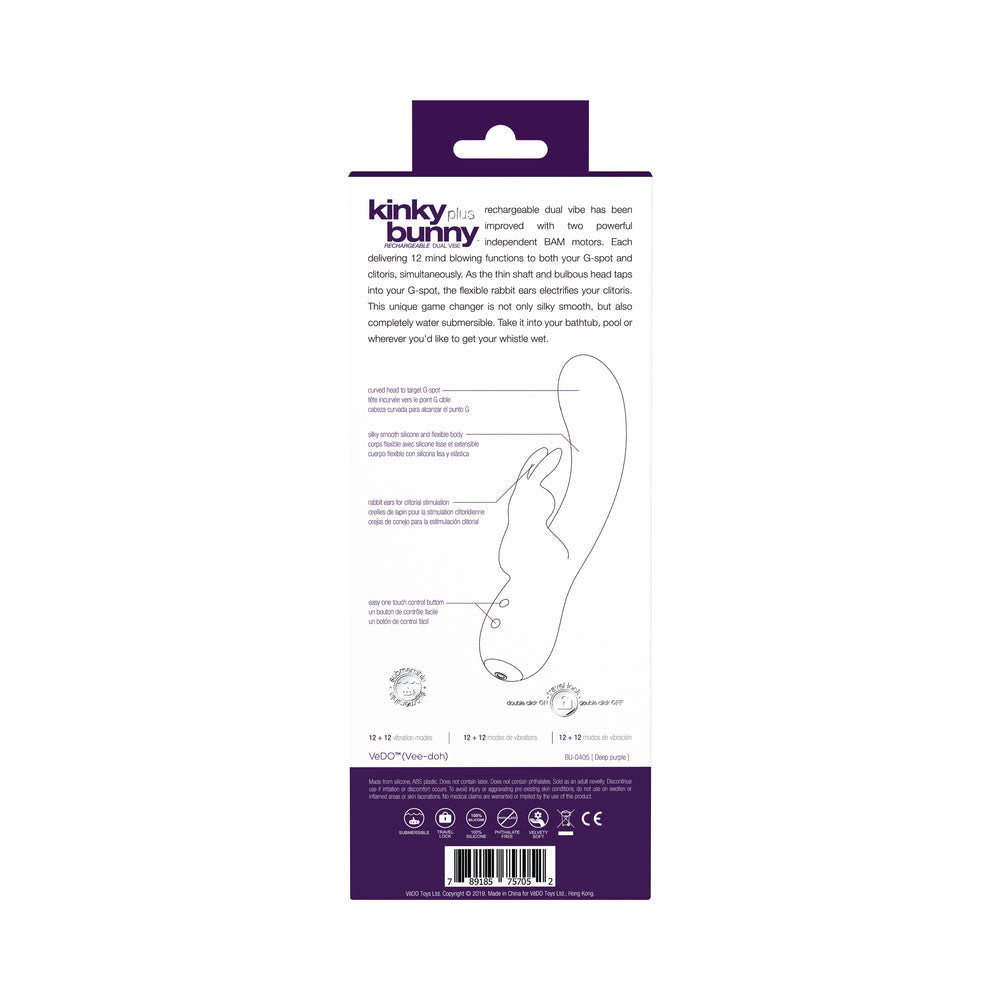 VeDO Kinky Bunny Plus Rechargeable Dual Vibe - Deep Purple