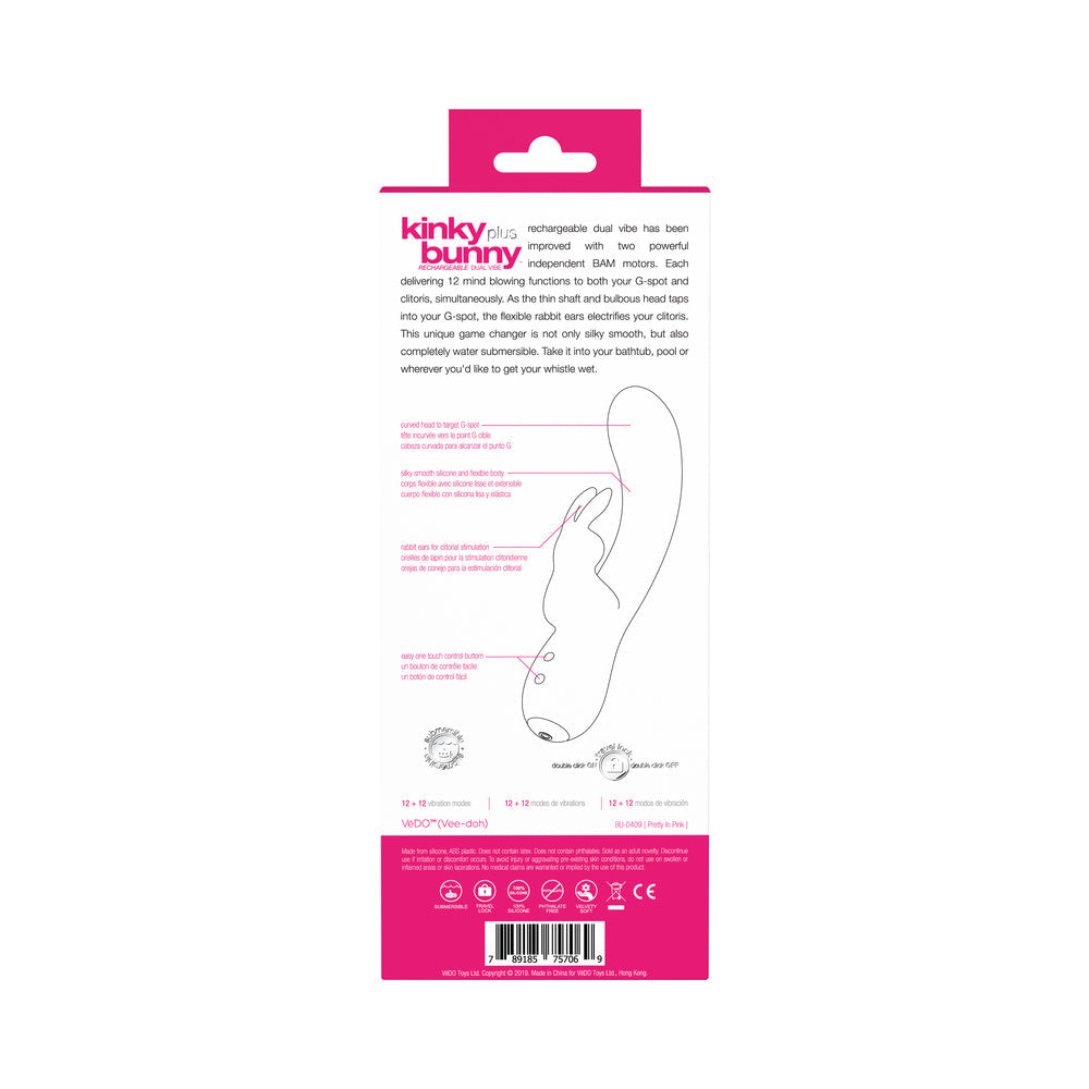 VeDO Kinky Bunny Plus Rechargeable Dual Vibe - Foxy Pink