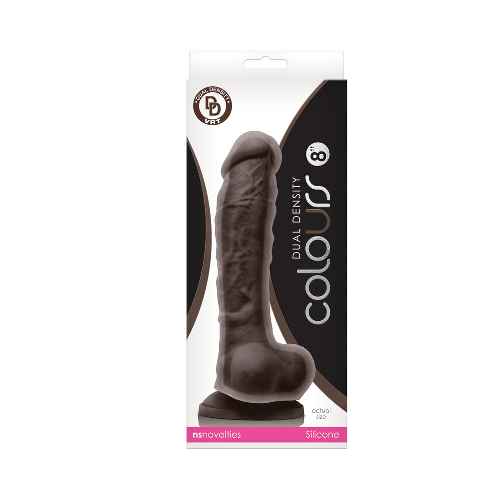 Colours Dual Density Dildo-Dark Brown 8"