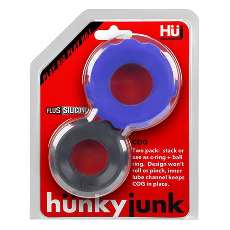 Hunky Junk Cog Ring 2 Size Double Pack - Cobalt & Tar Pack of 2