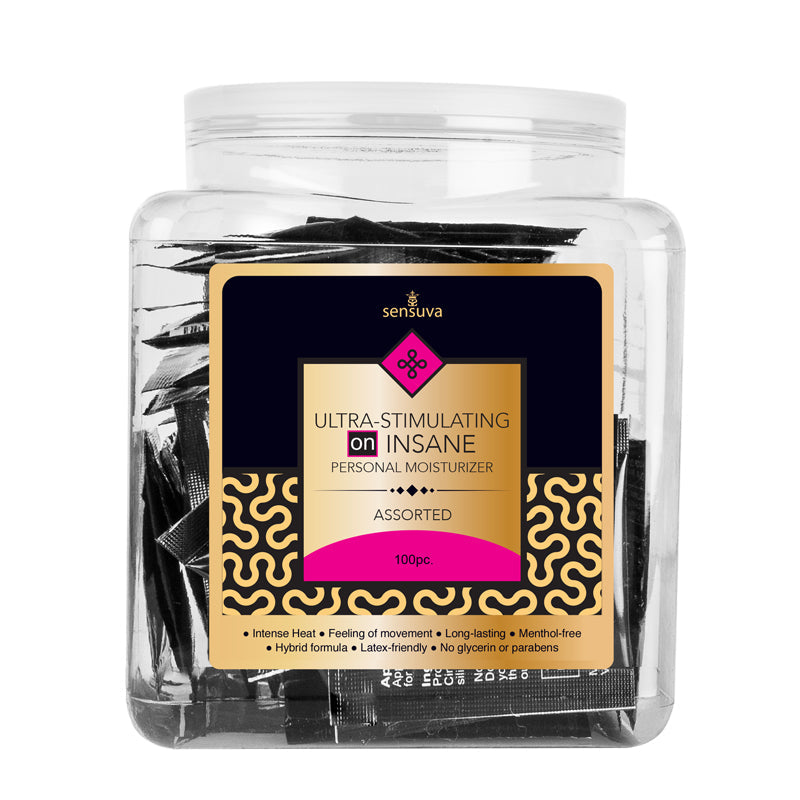 ON Insane Ultra Stimulating Personal Moisturizer Tub - Asst. Single Use Packet Tub of 100