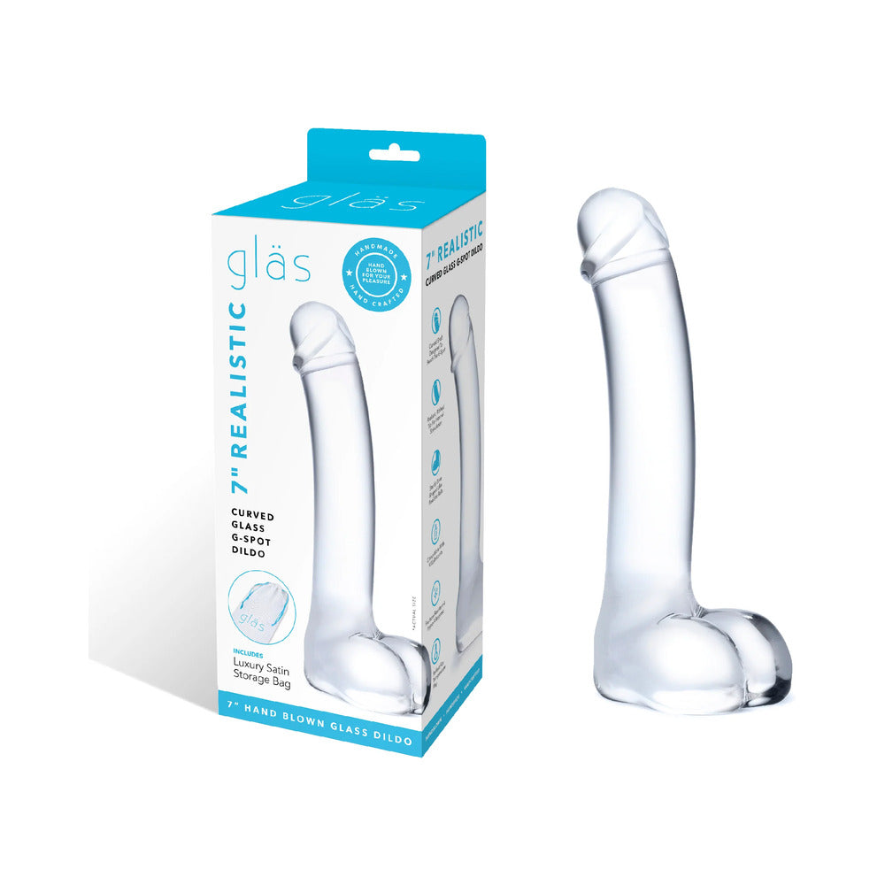 Glas 7" Realistic Curved Glass G-Spot Dildo