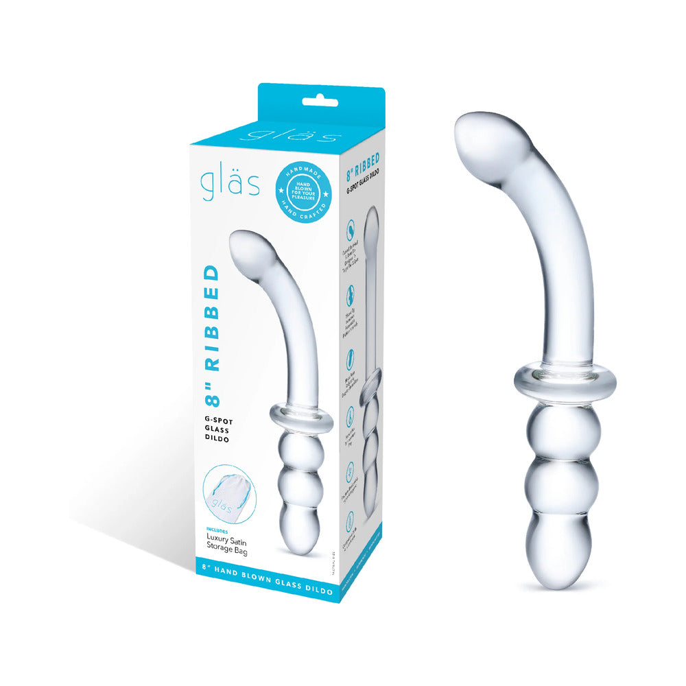 Glas 8" Ribbed G-Spot Glass Dildo