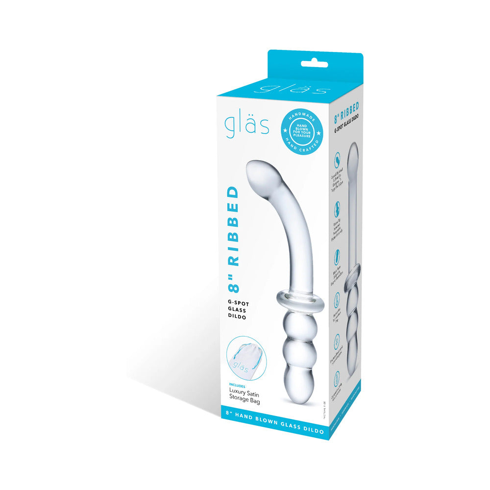 Glas 8" Ribbed G-Spot Glass Dildo