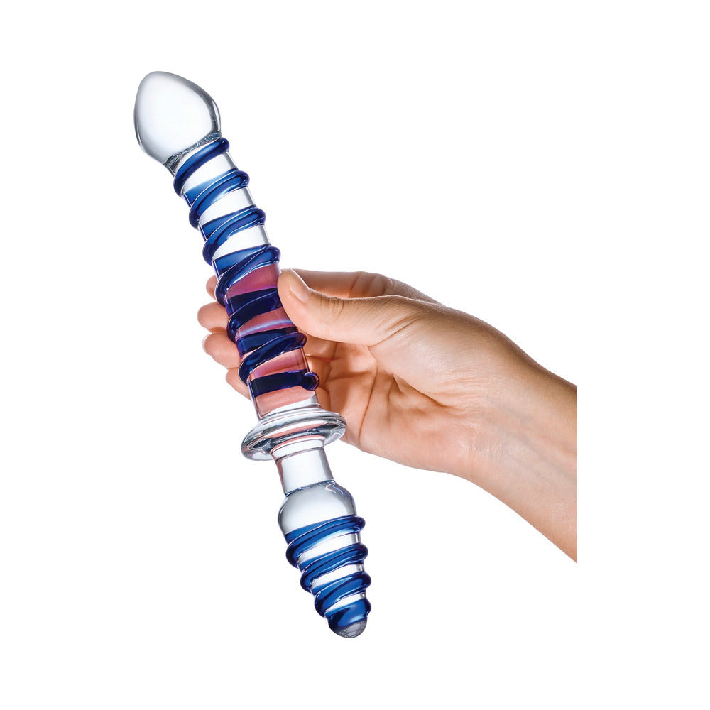 Glas 10" Mr. Swirly Double Ended Glass Dildo & Butt P