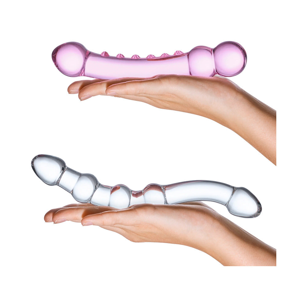 Glas 2 pc Double Pleasure Glass Dildo Set