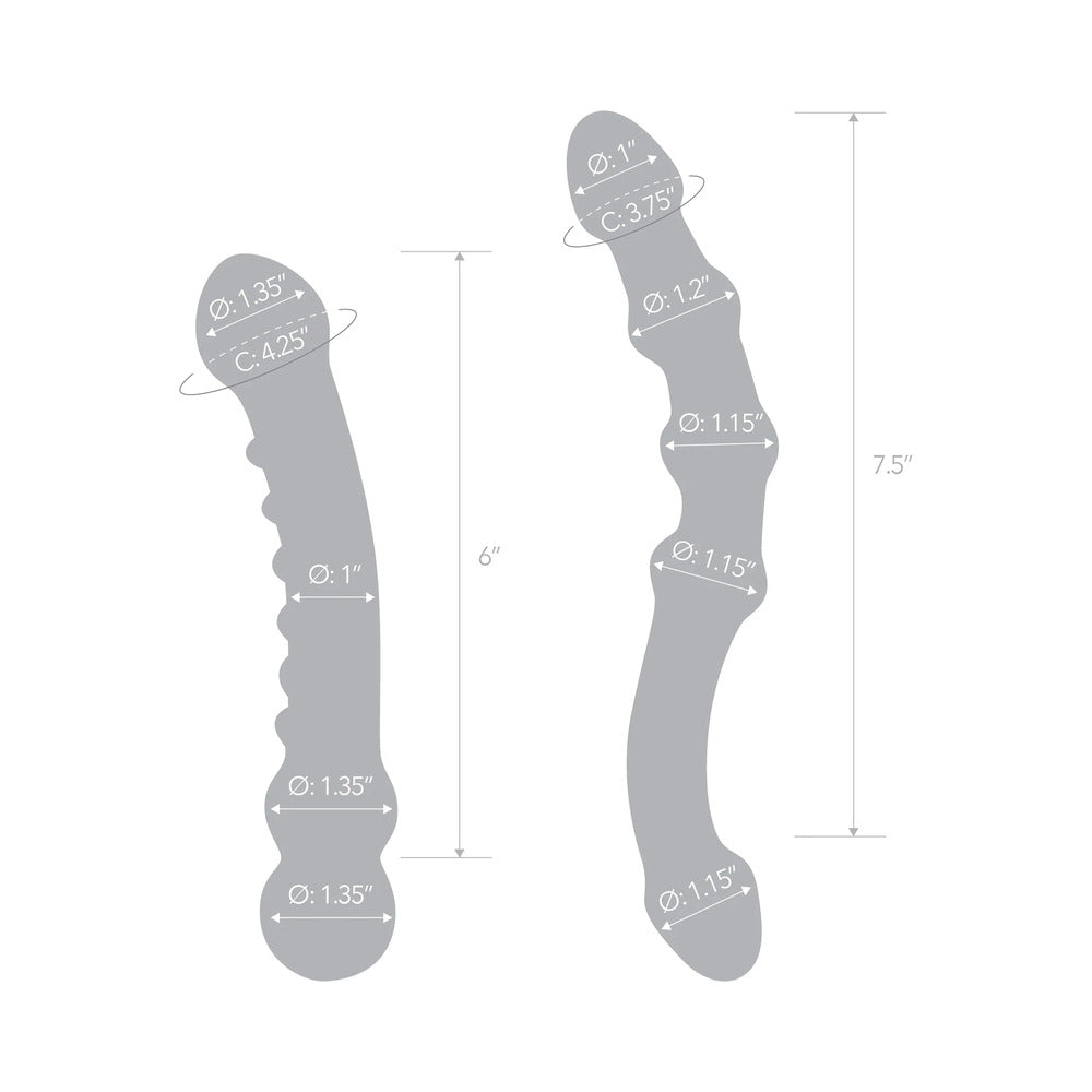 Glas 2 pc Double Pleasure Glass Dildo Set