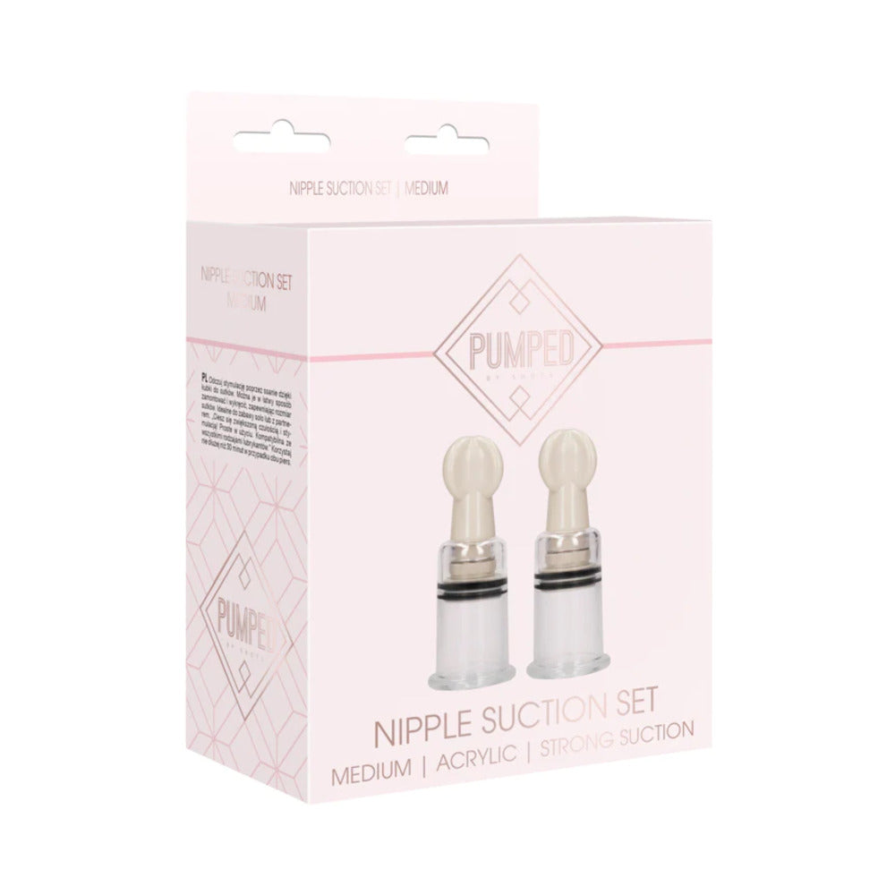 Shots Pumped Nipple Suction Set - Medium Clear