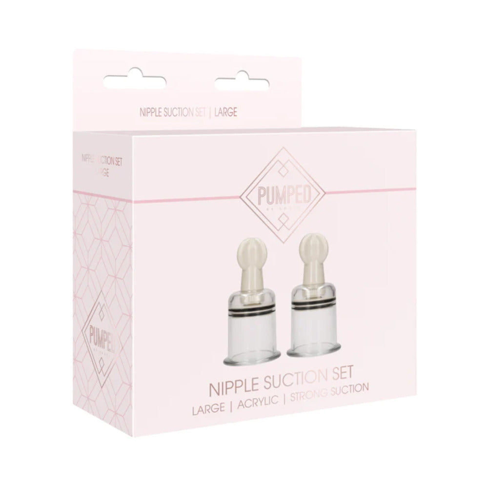 Shots Pumped Nipple Suction Set - Large Clear